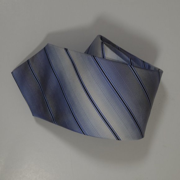 GRUPPO ARTIGIANI Navy Gray Silk Tie Striped - Picture 7 of 12